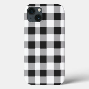 Black White Buffalo Gingham Check Plaid Holiday Ca iPhone 13 Case