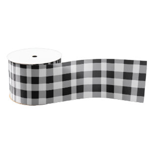 Black White Buffalo Gingham Check Plaid Holiday   Grosgrain Ribbon