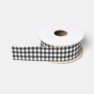 Black White Buffalo Gingham Check Plaid Holiday   Grosgrain Ribbon