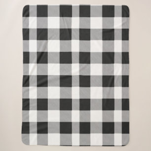 Black White Buffalo Gingham Check Plaid Holiday S Sherpa Blanket