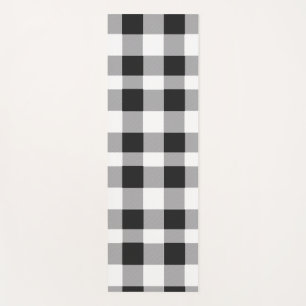 Black White Buffalo Gingham Check Plaid Holiday Yoga Mat