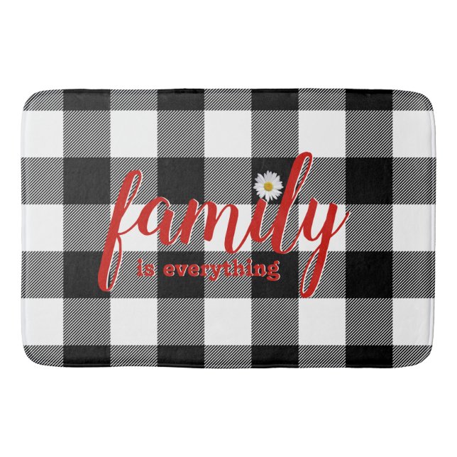 Black White Buffalo Plaid Bath Mat (Front)