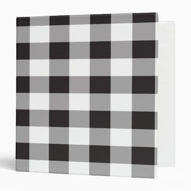 Black White Buffalo Plaid Check Pattern Binder (Front/Inside)
