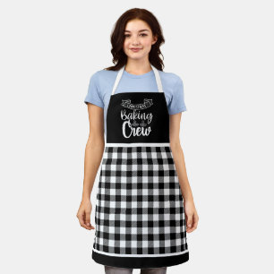 Black & White Buffalo Plaid Christmas Baking Crew Apron