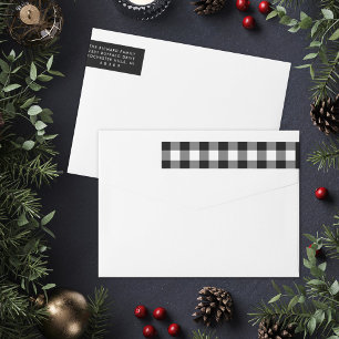 Black White Buffalo Plaid Christmas Family Wrap Around Label