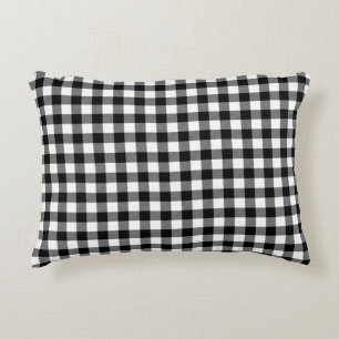 Black White Buffalo Plaid Farmhouse Decor   Accent Pillow