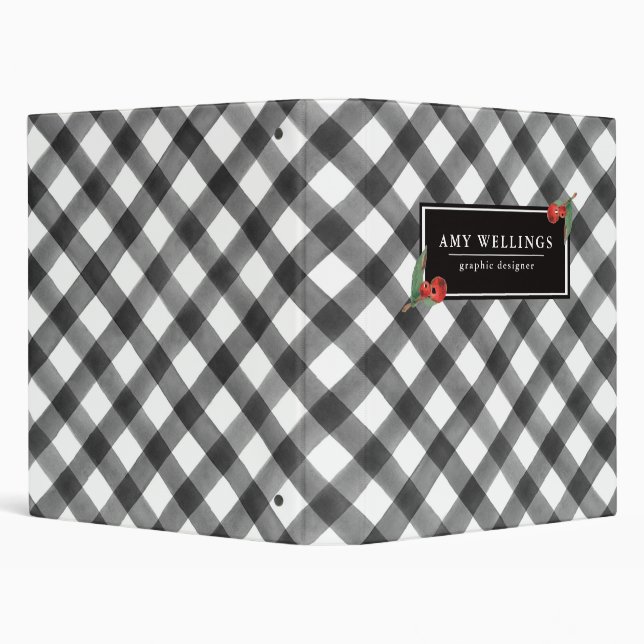 Black & White Buffalo Plaid Organization Custom Binder (Background)