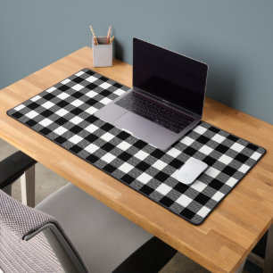 Black White Buffalo Plaid Pattern Christmas Gift Desk Mat