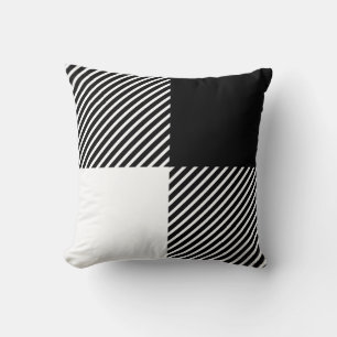 Black White Buffalo Plaid Pattern  Throw Pillow