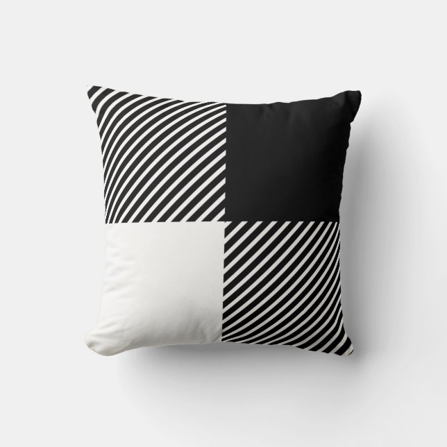 Black White Buffalo Plaid Pattern  Throw Pillow (Front)