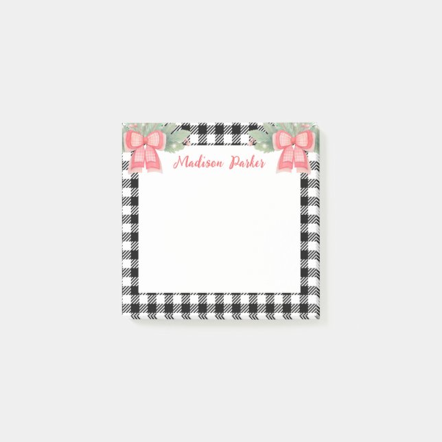 Black &White Buffalo Plaid  Post-it Notes (Front)