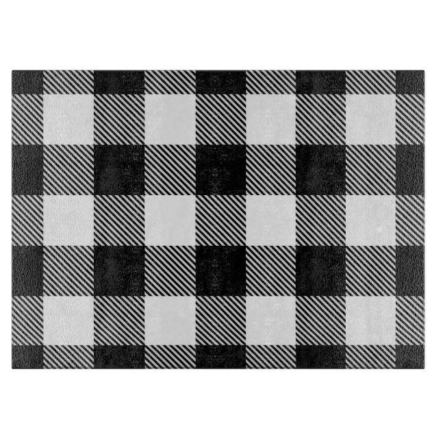 Black White Buffalo Plaid with Twill Cutting Board (Front)