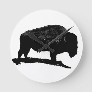 Black & White Buffalo Round Clock