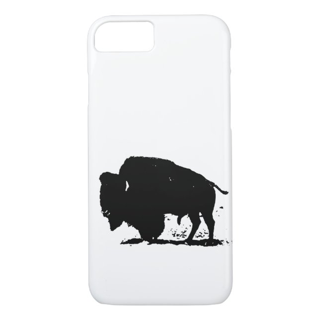 Black & White Buffalo Silhouette iPhone 7 Coque (Dos)