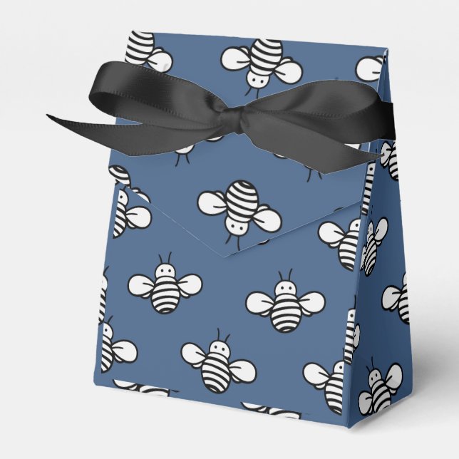 Black & White Bumble Bee Favor Box (Front Side)