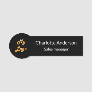 Black white business empoyee logo name tag