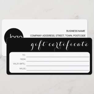BLACK WHITE BUSINESS LOGO COMPANY GIFT CERTIFICATE