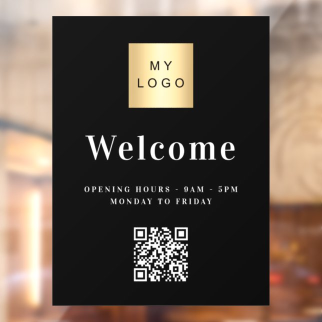 Black white business logo welcome QR code Window Cling (Sheet 2)