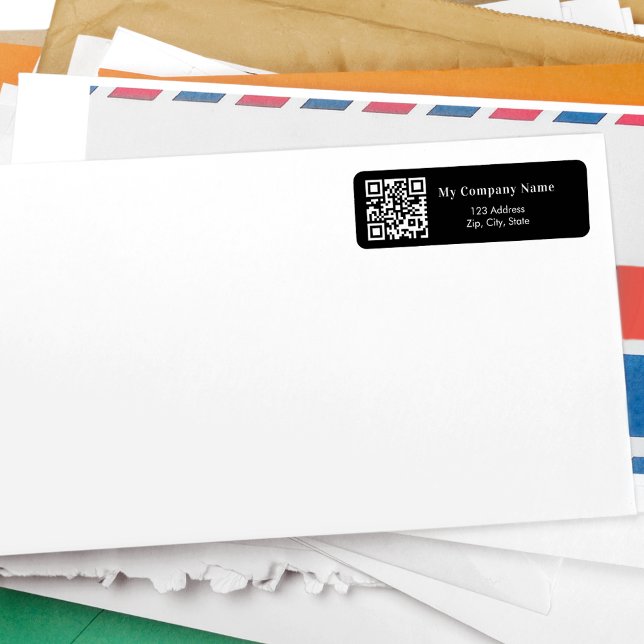 Black white business qr code return address (Creator Uploaded)