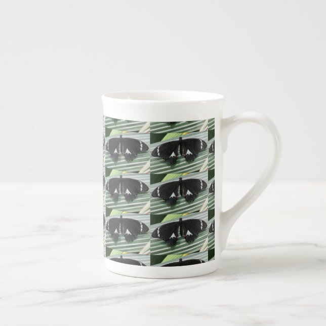 Black & White Butterfly  Bone China Mug (Right)