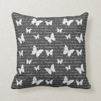 Black & White Butterfly Dreams Throw Pillow