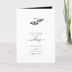 Black White Butterfly Wedding Order of Service Program