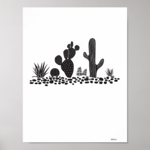 Black & White Cactus and Succulents Poster