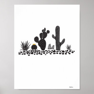 Black & White Cactus and Succulents Poster