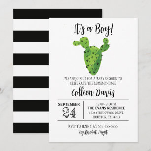 Black & White Cactus Baby Shower Invitation