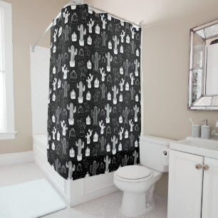Black & White Cactus Doodle Pattern