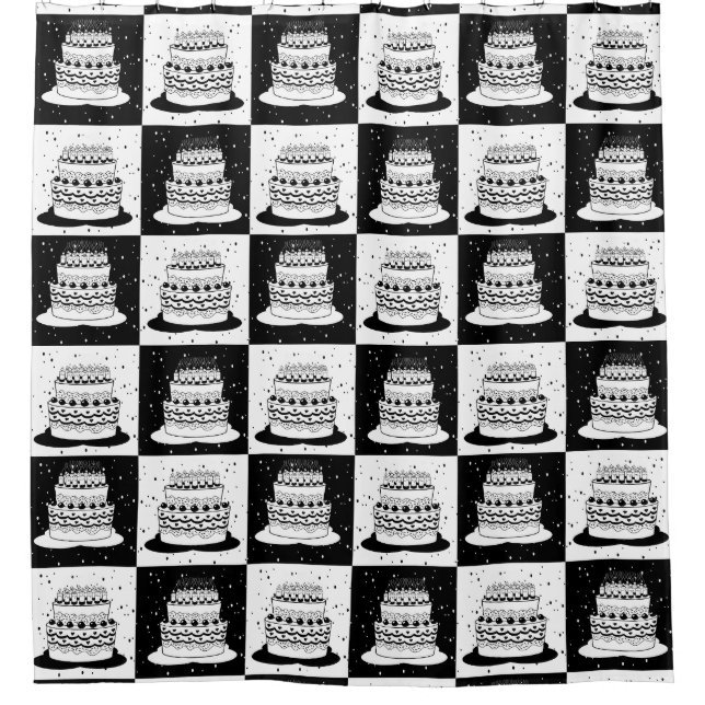 Black White Cake Chequered Block Print (Front)