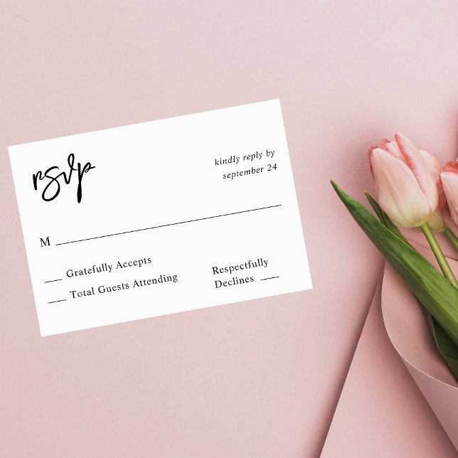 Black & White Calligraphy 10 RSVP no Meal  Card (Creator Uploaded)