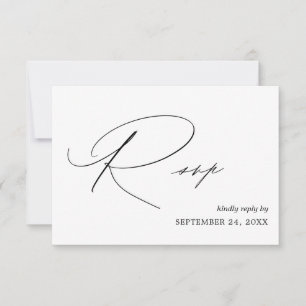 Black & White Calligraphy 4 with Meal RSVP Card