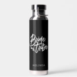 Black White Calligraphy Bride Tribe Bachelorette Water Bottle<br><div class="desc">This simple elegant black and white water bottle with custom name can make a perfect bachelorette gift! Personalize it easily with your name. You can also change background colour,  just click on "Edit using design tool".</div>
