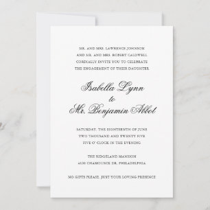 Black White Calligraphy Formal Engagement Party Invitation