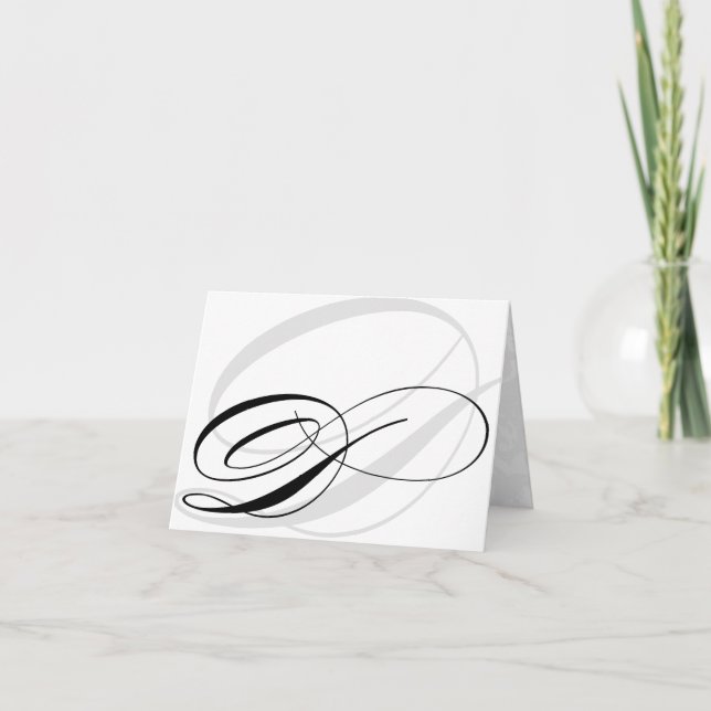 Black & White Calligraphy Initial D Monogram Cards (Front)