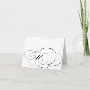Black & White Calligraphy Initial U Monogram Cards