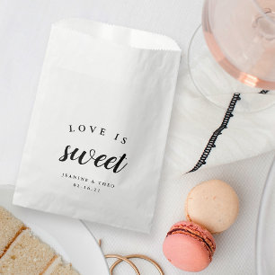 Black & White Calligraphy "Love is Sweet" Wedding Favour Bag