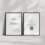 Black & White Calligraphy Modern QR Code Wedding Invitation<br><div class="desc">Elegant calligraphy black and white modern QR code wedding invitation.</div>
