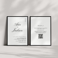 Black & White Calligraphy Modern QR Code Wedding