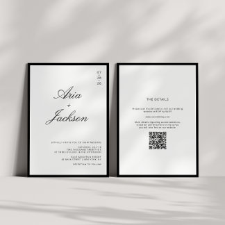 Black & White Calligraphy Modern QR Code Wedding Invitation