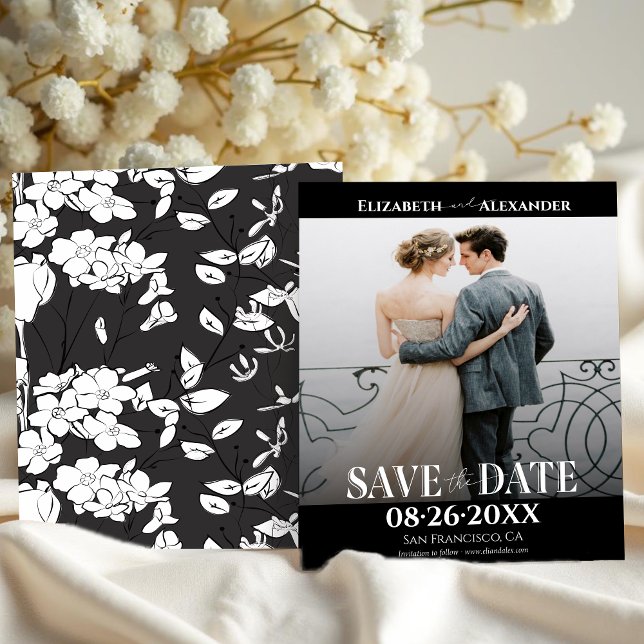 Black & White Calligraphy Photo Save the Date (Creator Uploaded)