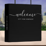 Black & White Calligraphy Rental Property Welcome Binder<br><div class="desc">Welcome binder to file all the important information for your guests featuring the word "welcome" in trendy calligraphy script against editable background colours (click "customize it" and change the background colour of all sides). This versatile binder can be used for vacation homes, vacation rentals, bed and breakfasts, etc. Personalize it...</div>