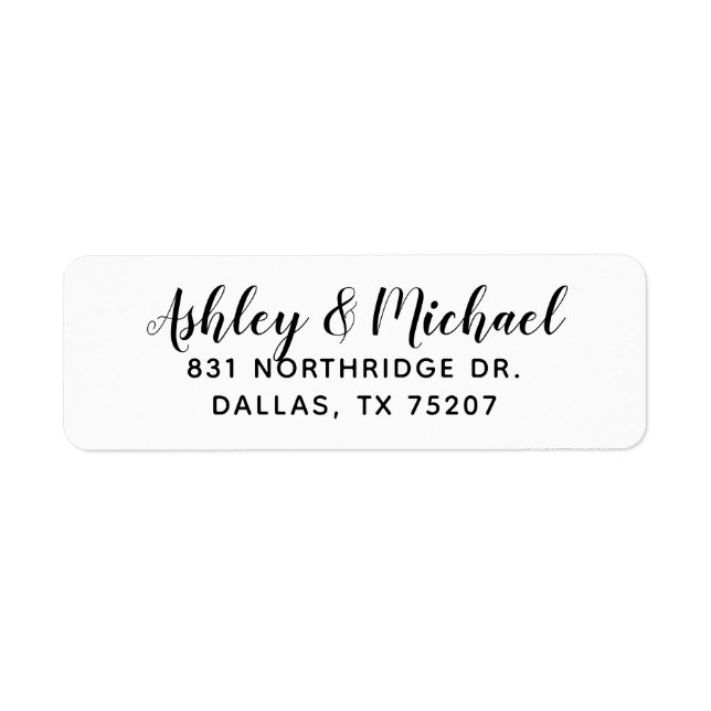 Black White Calligraphy Return Address Label (Front)