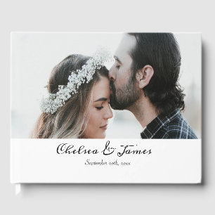 Black & White Calligraphy Script Photo Wedding  Guest Book