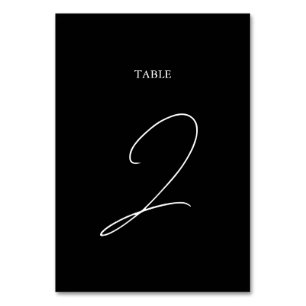 Black & White Calligraphy Signature Script Wedding Table Number
