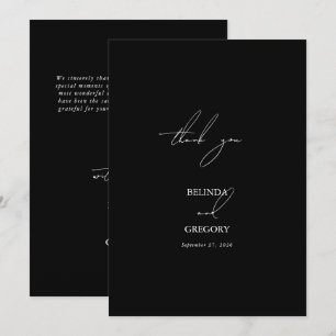 Black & White Calligraphy Signature Script Wedding Thank You Card