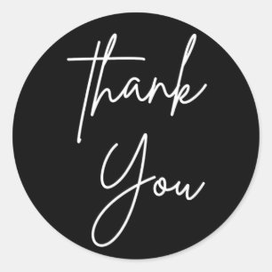 Black & White Calligraphy Thank You sticker