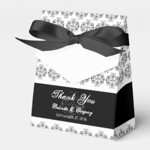 Black & White Calligraphy Vintage Damask Wedding Favor Box