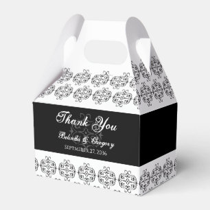 Black & White Calligraphy Vintage Damask Wedding Favor Box